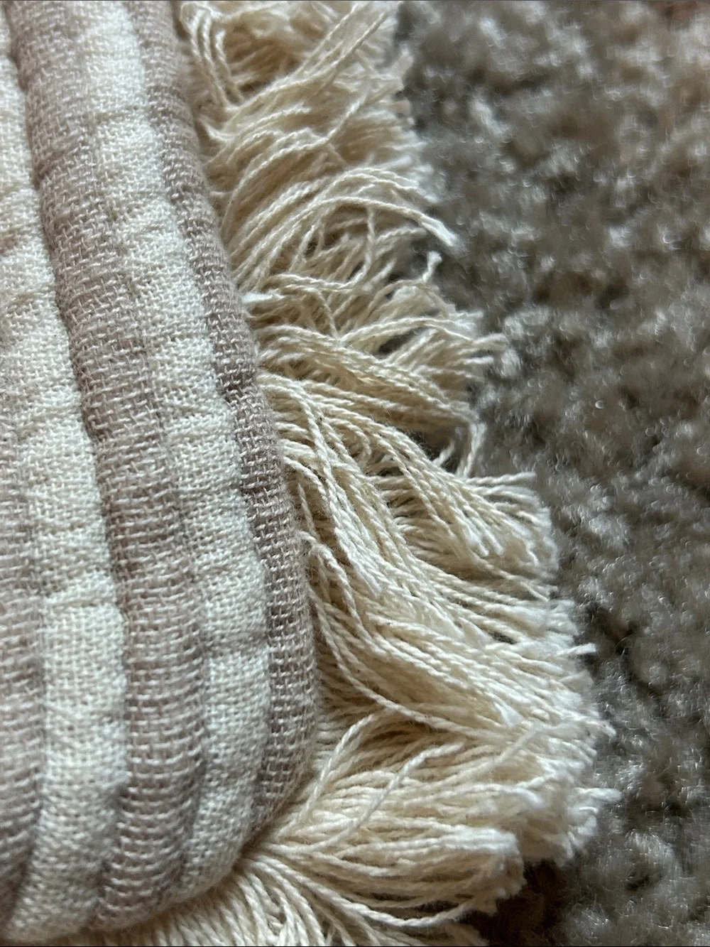 Neutral Fringe Square Throw Pillow Cover
